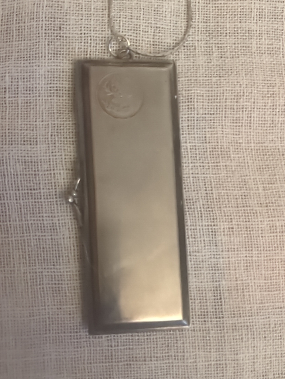 Vintage Silver Rectangular Locket Necklace - Silver